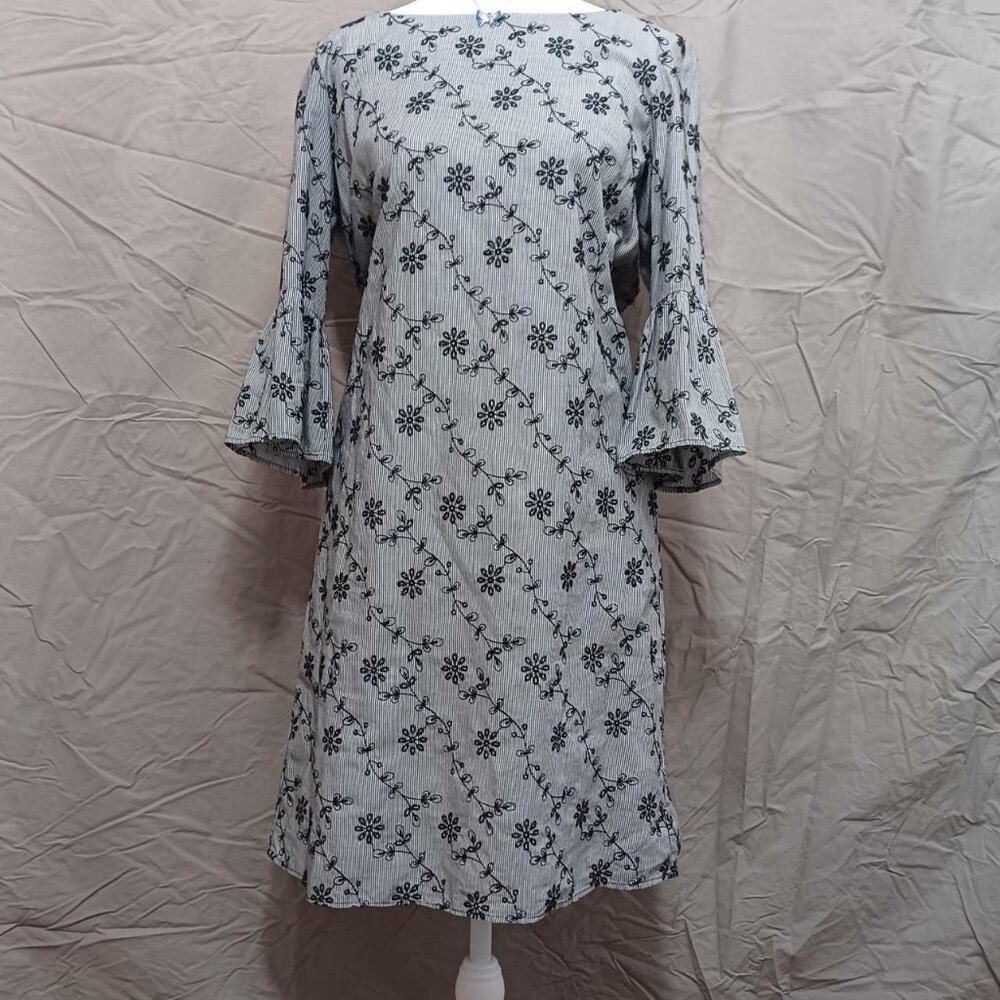 Jones New York Women's Black and Grey embroidered dress